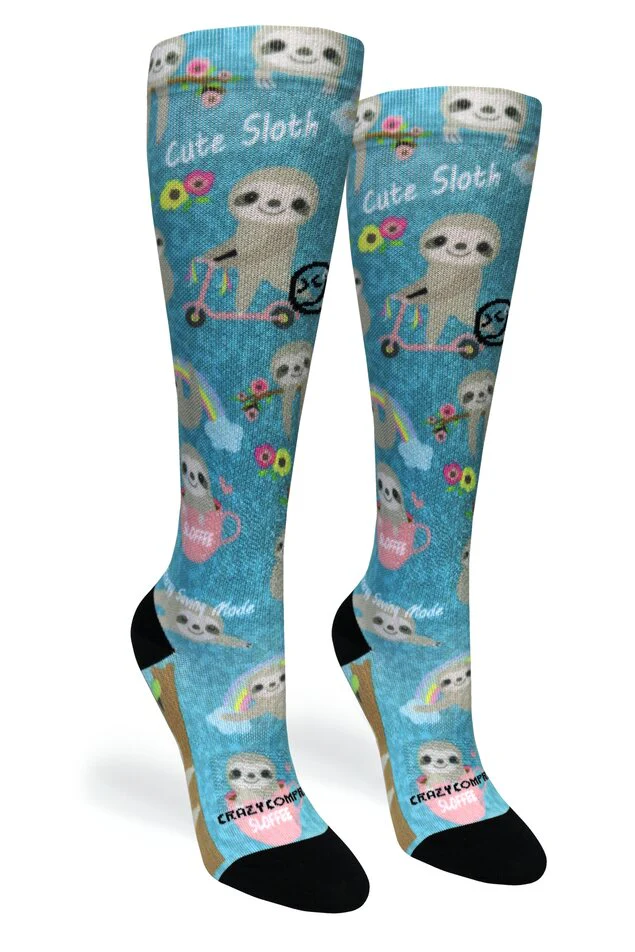 Aqua Cute Sloths - (Standard & Extra Wide) - Image 3